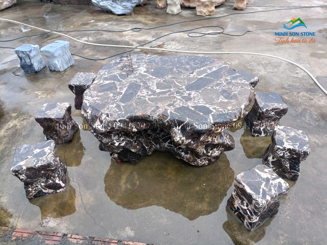 bàn ghế đá tự nhiên cho khu nghỉ dưỡng